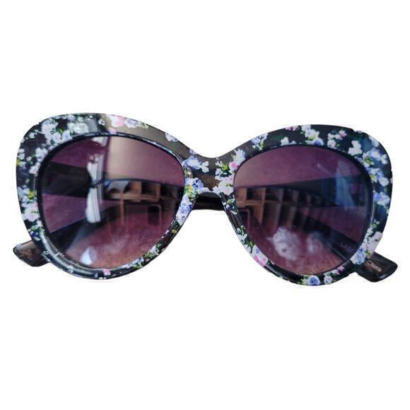 HP Laura Ashley Pink Black Floral Large Sunglasses - Picture 3 of 12